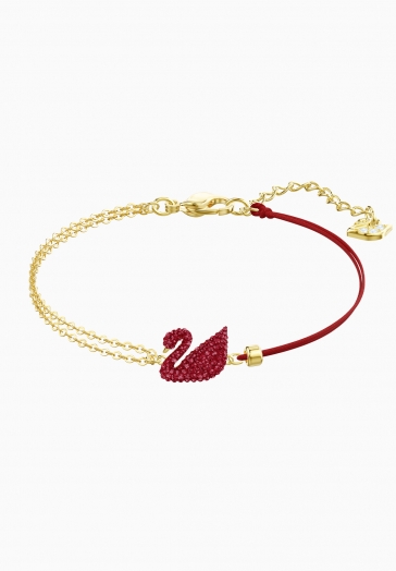 Bracelet Iconic Swan Rouge Swarovski Rouge, Métal doré