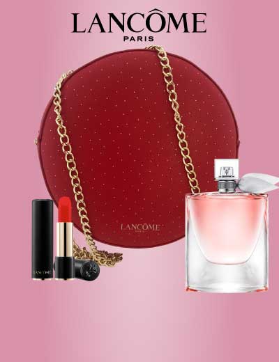 Visuel de l'offre Lancôme : un sac en cuir rouge offert