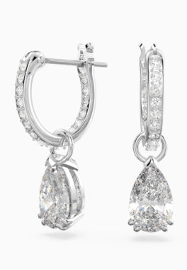 Anneaux d'oreilles Stilla Swarovski Blanc, métal rhodié pas cher