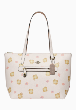 Cabas Taylor Pansy Printed Coach Cabas en cuir galet poli avec motifs  pas cher