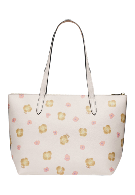 Cabas Taylor Pansy Printed Coach Cabas en cuir galet poli avec motifs  pas cher
