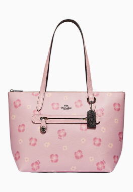 Cabas Taylor Pansy Printed Coach Cabas en cuir galet poli avec motifs  pas cher