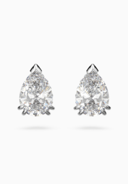 Clous d'oreilles Stilla Swarovski Blanc, métal rhodié pas cher