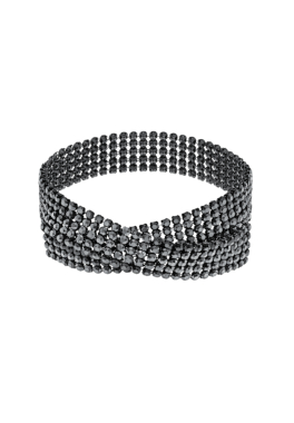 Collier Fit Swarovski Noir, Métal Plaqué Ruthénium pas cher