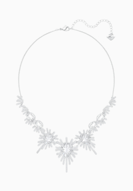 Collier Hippy Swarovski Blanc, Métal Rhodié pas cher