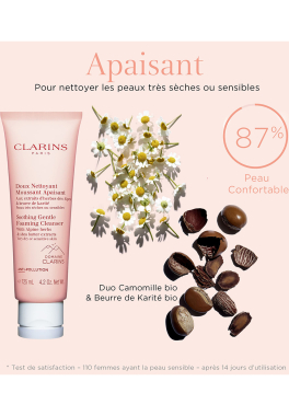 Doux Nettoyant Moussant Apaisant Clarins Peaux sèches ou sensibles pas cher