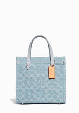 Field Tote 22 In Signature Denim Coach Tote bag pas cher