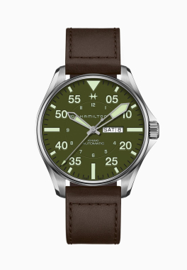 Khaki Aviation Pilot Schott NYC - Limited Edition Hamilton H64735561 pas cher
