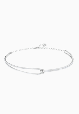 Ras-de-cou Lifelong Swarovski Blanc, Métal Rhodié pas cher