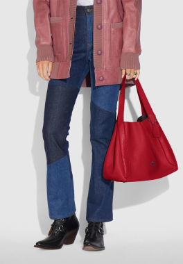 Sac Hobo Coach Sac fourre-tout en cuir de vache et fermeture bidirectionnelle pas cher