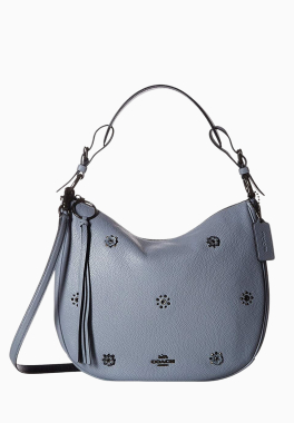 Sac Hobo Sutton Coach Sac à main à rivets éparpillés en cuir galet poli pas cher