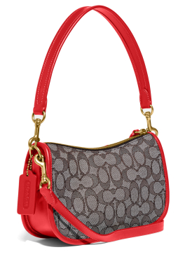 Swinger en Signature Jacquard  Coach Sac à bandoulière court pas cher