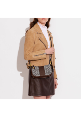 Swinger en Signature Jacquard  Coach Sac à bandoulière court pas cher