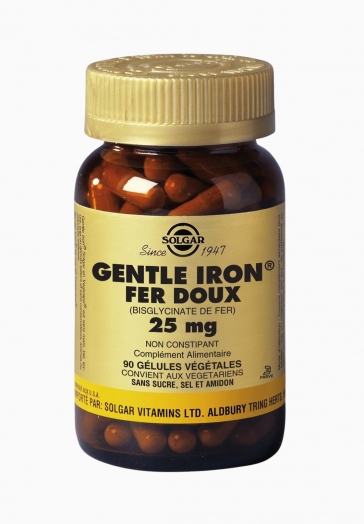 Gentle Iron® Fer doux 25mg Solgar Aide à réduire les carences en fer