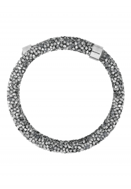 Bracelet-jonc double Crystaldust Swarovski Gris, Acier Inoxydable pas cher