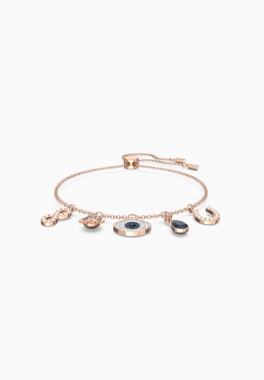 Bracelet Symbolic Swarovski Infini, Œil Porte-Bonheur et Fer à Cheval, Bleu, Placage de ton Or Rosé pas cher
