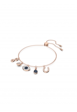 Bracelet Symbolic Swarovski Infini, Œil Porte-Bonheur et Fer à Cheval, Bleu, Placage de ton Or Rosé pas cher