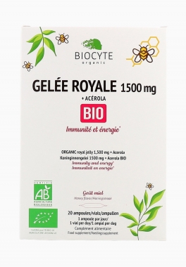 Gelée Royale 1500 mg Bio Biocyte Ampoules apportant Immunité & énergie pas cher