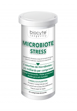 Microbiote Stress Biocyte Comprimés favorisant le bien-être mental en situation de stress pas cher